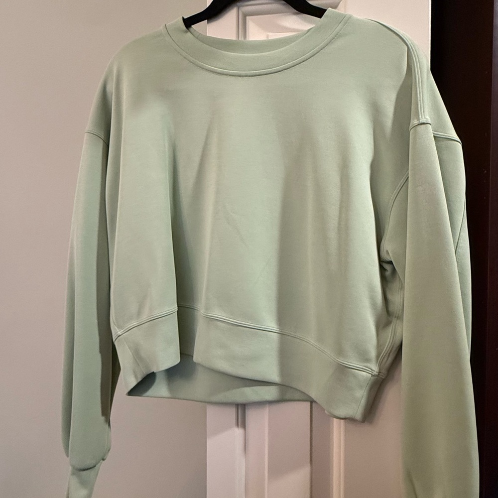 lululemon athletica dog stream Mint Green Cropped Crew Sweatshirt